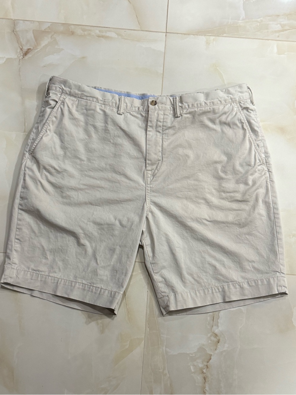 Ralph Lauren Cream Flat-Front Chino Shorts